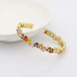 Colorful CZ Rainbow Bangle Bracelet Copper Filled Gift
