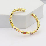 Colorful CZ Rainbow Bangle Bracelet Copper Filled Gift