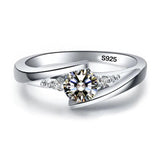 Tibetan Silver Ring 0.5ct Zirconia Wedding Band Women R036