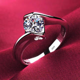 Tibetan Silver Heart Ring with Zirconia - Women's Promise Engagement Wedding Rin