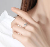 Tibetan Silver Heart Ring with Zirconia - Women's Promise Engagement Wedding Rin