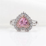 Pink Heart Rings For Women Romantic Wedding Bridal Jewelry