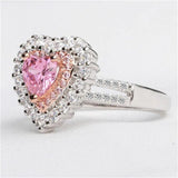 Pink Heart Rings For Women Romantic Wedding Bridal Jewelry