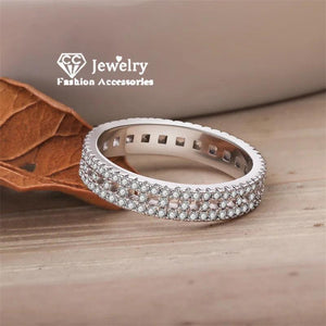 CC Ring Silver Plated Crystal Row Rings Women Wedding Accessories