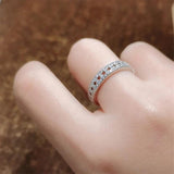 CC Ring Silver Plated Crystal Row Rings Women Wedding Accessories