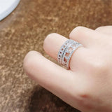 CC Ring Silver Plated Crystal Row Rings Women Wedding Accessories