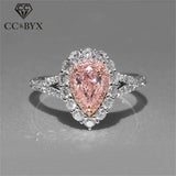 Pink Cubic Zirconia Water Drop Wedding Ring for Women