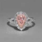 Pink Cubic Zirconia Water Drop Wedding Ring for Women