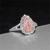 Pink Cubic Zirconia Water Drop Wedding Ring for Women
