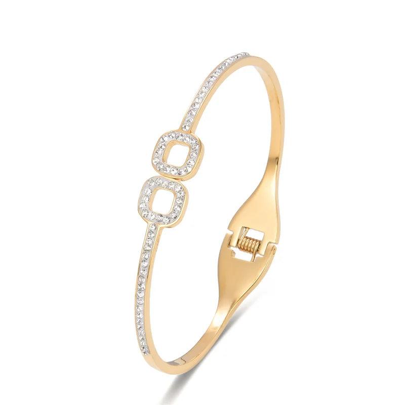 Zircon Crystal Bangles Titanium Steel Bracelet