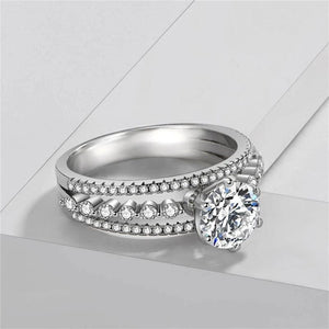 Sterling Silver CZ Double Layer Hollow Out Ring CC1622