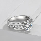 Sterling Silver CZ Double Layer Hollow Out Ring CC1622