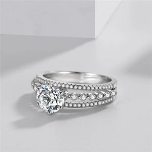 Sterling Silver CZ Double Layer Hollow Out Ring CC1622