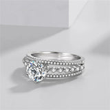 Sterling Silver CZ Double Layer Hollow Out Ring CC1622