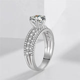 Sterling Silver CZ Double Layer Hollow Out Ring CC1622