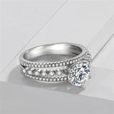 Sterling Silver CZ Double Layer Hollow Out Ring CC1622