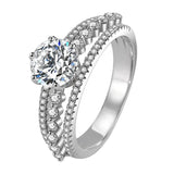 Sterling Silver CZ Double Layer Hollow Out Ring CC1622