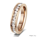 Titanium Steel CZ Flash Single Row Square Jewelry Ring CC982