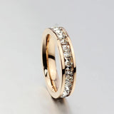 Titanium Steel CZ Flash Single Row Square Jewelry Ring CC982
