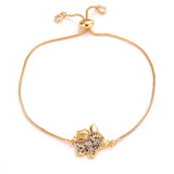 Hollow Heart Pig Charm Bracelet Zircon Charms Adjustable Bracelet