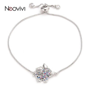 Hollow Heart Pig Charm Bracelet Zircon Charms Adjustable Bracelet