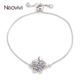 Hollow Heart Pig Charm Bracelet Zircon Charms Adjustable Bracelet