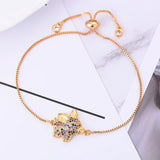 Hollow Heart Pig Charm Bracelet Zircon Charms Adjustable Bracelet