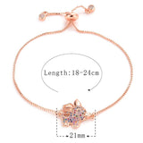 Hollow Heart Pig Charm Bracelet Zircon Charms Adjustable Bracelet