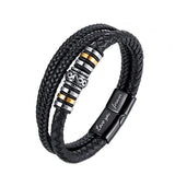 Classic Stainless Steel Men's Leather Bracelet