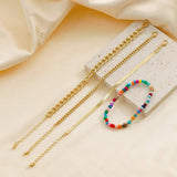Boho Style Beaded Mixed Rice Beads Thick Chain Bracelet Set