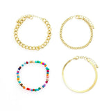 Boho Style Beaded Mixed Rice Beads Thick Chain Bracelet Set