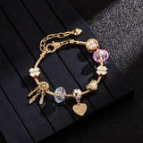 DIY Peach Heart Bead Dream Catcher Pendant Bracelet