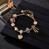 DIY Peach Heart Bead Dream Catcher Pendant Bracelet