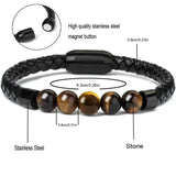 Multicolor Leather Stone Beads Bracelet Men Women Jewelry