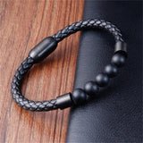 Multicolor Leather Stone Beads Bracelet Men Women Jewelry