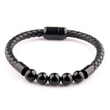 Multicolor Leather Stone Beads Bracelet Men Women Jewelry