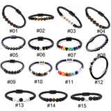 Multicolor Leather Stone Beads Bracelet Men Women Jewelry
