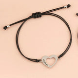 Mother Daughter Infinity Heart Bracelets Adjustable Rope