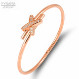 X Crystals Cuff Bangles for Women Stainless Steel Knot Cross Bracelets Gift
