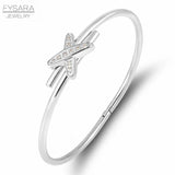 X Crystals Cuff Bangles for Women Stainless Steel Knot Cross Bracelets Gift