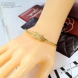 X Crystals Cuff Bangles for Women Stainless Steel Knot Cross Bracelets Gift