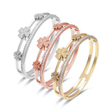 Flower Zircon Bracelet Bangle Stainless Steel Jewelry