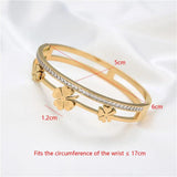 Flower Zircon Bracelet Bangle Stainless Steel Jewelry