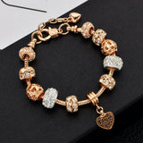 Gold Charm Bangle w/ Shell & Heart Charm Bracelet