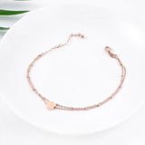 Girls Double Layer Heart Anklet Ankle Bracelet Chain Adjustable