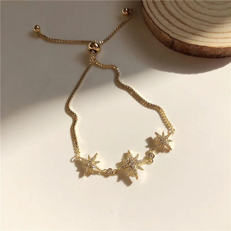 Zirconia Crystal Stars Slave Chain Bracelet Rhinestone Waistbands