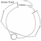Uini-Tail Hot 925 Tibetan Silver Circle Double Bracelet Jewelry