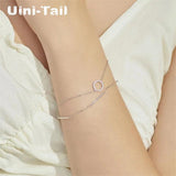 Uini-Tail Hot 925 Tibetan Silver Circle Double Bracelet Jewelry