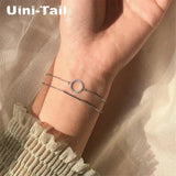 Uini-Tail Hot 925 Tibetan Silver Circle Double Bracelet Jewelry