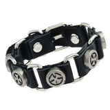 Punk Leather Bracelet Cross Charm Adjustable Bangle Gothic Jewelry